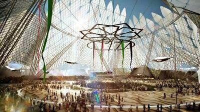 An artist's impression of the proposed Al Wasl Plaza Dubai Expo 2020 site. Courtesy Dubai Expo 2020