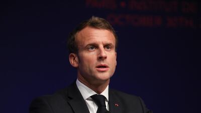 French President Emmanuel Macron evoked the concept of “laïcité” – or secularism – during a speech at the inauguration of a European Centre for Judaism in Paris. EPA/LUDOVIC MARIN