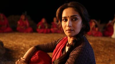 Madhuri Dixit plays the leader of the all-female Gulaab gang, based on the real-life Gulabi gang, in the film Gulaab Gang. Courtesy: B4U