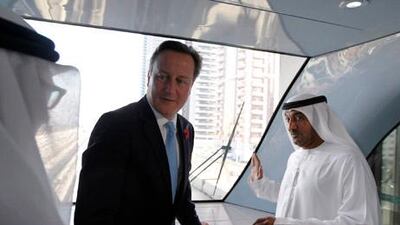 David Cameron checks out the Dubai Metro.