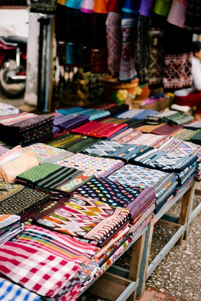 Silk scarves for sale in Luang Prabang. Avani