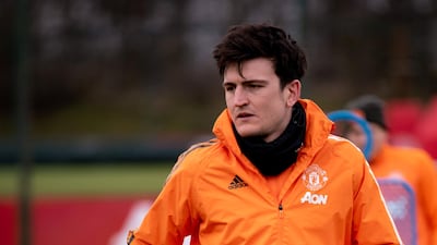 Harry Maguire of Manchester United in action during first team training. Getty