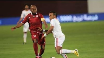 Al Wahda captain Ismail Matar, left, returns to the pitch tonight after missing his team’s 1-0 win over Dibba Al Fujairah last week. Ravindranath K / The National