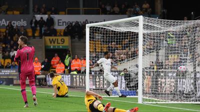 Raheem Sterling scores City's fin al goal in the 5-1 victory. EPA