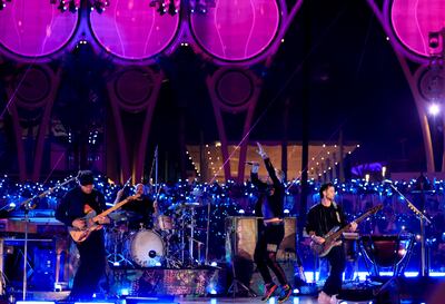 Chris Martin's energy was boundless as Coldplay performed at Expo 2020 Dubai. Reuters