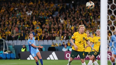 Ella Toone of England scores her team's first goal. Getty