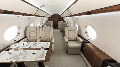 Gulfstream’s G650 ER has huge windows that flood the cabin with light. Courtesy Gulfstream