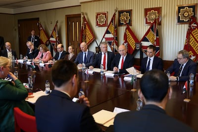 Defence Secretary John Healey and Middle East Minister Hamish Falconer meet with Gulf region ambassadors and defence companies. PA Wire