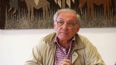 Sadiq Jalal Al Azm giving a lecture at the University of California in 2006 (Courtesy of Wikimedia)