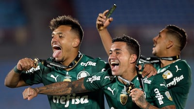 Palmeiras' Gabriel Menino celebrates. Reuters