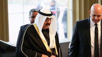 Sheikh Mishal Al Ahmad, Crown Prince of Kuwait, arrives at Buckingham Palace. AP