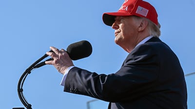 President Donald Trump speaks at a rally in Texas. AFP