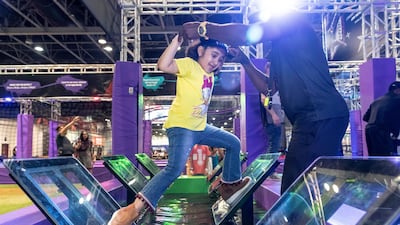 Children became ninja warriors for the day at Dubai Sports World as part of the #8WeekStreak campaign. Antonie Robertson/The National