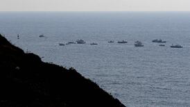 Lebanese protesters sail in boats with slogans affirming Lebanon's right to its offshore gas wealth in September. AFP
