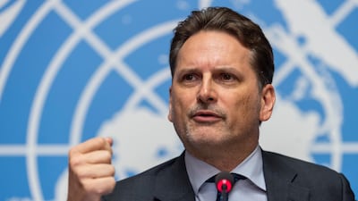 Pierre Kraehenbuehl, UNRWA Commissioner-General during a press conference, at the European headquarters of the United Nations in Geneva, Switzerland, 15 November 2018. EPA