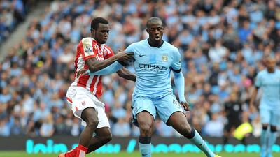The absence of Yaya Toure, right, and Mame Diouf will hurt the aspirations of Manchester City and Stoke City, respectively. AP Photo