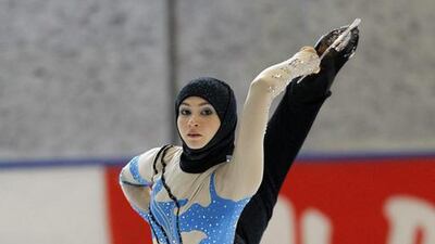 Figure skater Zahra Lari performs during the figure skating European Cup last year in Italy. She and other skaters took to the Zayed Sports City rink at the weekend for The Ice Factor. Andrea Solero / AFP