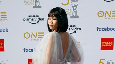 Storm Reid in whimsical tulle by Georges Chakra. Photo: EPA