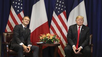 Emmanuel Macron meets with US President Donald Trump in New York on September 24, 2018, a day before the start of the UN General Assembly. AFP Photo