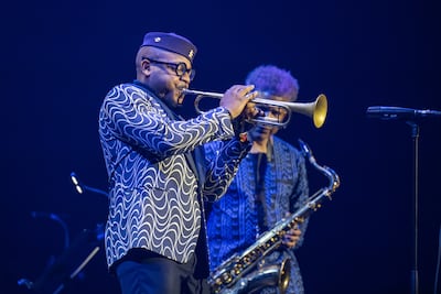 Etienne Charles on trumpet with Grammy Award-winning saxophonist David Sanchez. Ryan Lim for The National
