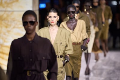 Safari chic at Saint Laurent spring/summer 2024. Getty Images