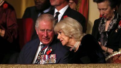 Prince Charles, Prince of Wales, and Camilla, Duchess of Cornwall, attend the annual Royal British Legion Festival of Remembrance. AFP