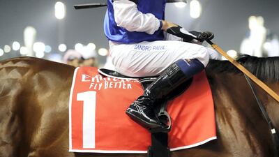 Sandro Paiva atop Blazing World in the Arabian Adventures race. Chris Whiteoak / The National