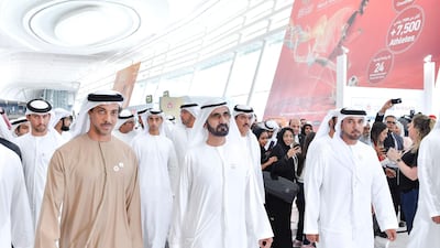 Sheikh Mohammed bin Rashid and Sheikh Mansour visited the Special Olympics World Games.