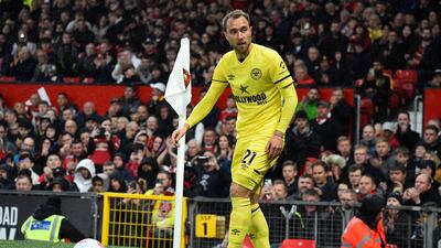 SATURDAY - Brentford v Southampton (6pm KO UAE): Brentford's four-match unbeaten run came to an end at Manchester United last week - but the Christian Eriksen comeback story continues and it is looking increasingly unlikely that the Dane will still be buzzing for the Bees next season. They take on a Saints side who have won once in nine matches. Prediction: Brentford 2 Southampton 0. EPA