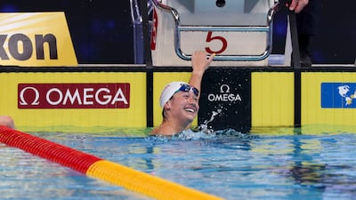 Siobhan Haughey wins the women's 200m freestyle on the opening night of Fina World Swimming Championships at Etihad Arena. All images Khushnum Bhandari / The National