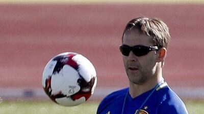 Spain manager Julen Lopetegui during a team training session. Ballesteros / EPA