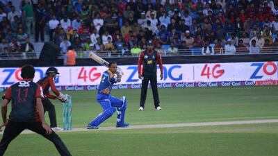 A Karachi Kings batsman plays a shot against Lahore Qalandars in their Pakistan Super League T20 match on Friday. Photo Courtesy / PSL