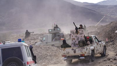 Forces of Yemen's main separatist group, the Southern Transitional Council, arrive in the southern province of Abyan, Yemen, on December 15. Reuters