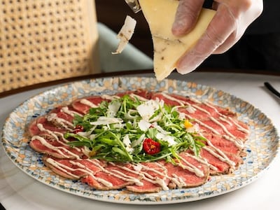 The addition of truffle moliterno cheese makes Brasserie Lutetia's beef carpaccio stand out. Photo: Brasserie Lutetia