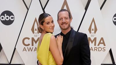 Singer Tyler Hubbard with wife Hayley Stommel. AP Photo
