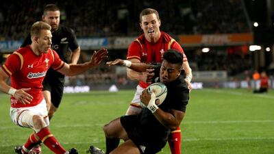 Julian Savea scores a try against Wales at Eden Park. Phil Walter / Getty Images