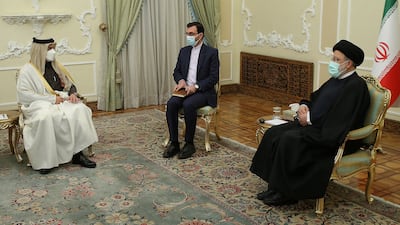 Qatar's Foreign Minister Sheikh Mohammed bin Abdulrahman meets Iranian President Ebrahim Raisi in Tehran on January 27, 2022. Reuters