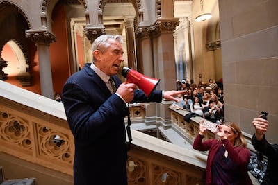 Robert F Kennedy Jr, speaks against proposed vaccine bills during a protest rally in New York in January 2020. AP
