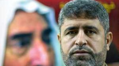 The Hamas spokesman Talal Nasser in Damascus, Syria. Hamas is supported by Syria and the group's leader, Khalid Meshaal, lives in exile in the Syrian capital under tight security.