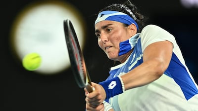 Ons Jabeur in action against Tamara Zidansek. EPA