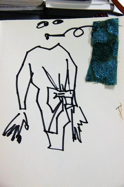 One of Elbaz's distinctive sketches for Lanvin's summer 2014 collection. Photo Katy Reiss