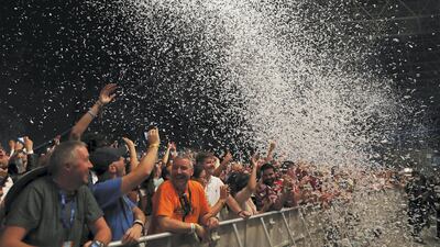 People enjoying the performance of Mumford and Sons at the du Arena in Abu Dhabi. Pawan Singh / The National