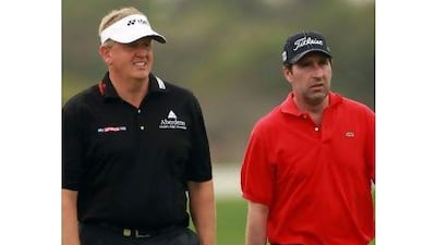 Colin Montgomerie, left and his Ryder Cup successor Jose Maria Olazabal.