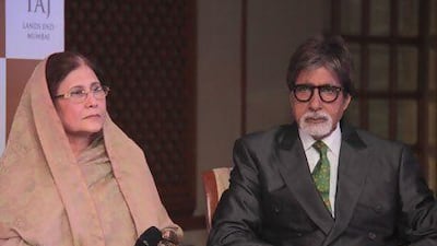 Yasmin Rafi and Amitabh Bachchan at the launch of Rafi's book Mohammed Rafi My Abba - A Memoir, where Bachchan spoke about the author's father-in-law. IANS
