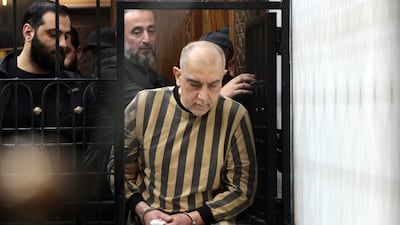 Former Syrian regime official Atif Najib attends court hearings in Damascus. EPA