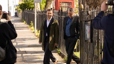 Zack Polanski, leader of the UK Green Party, and Anthony Slaughter, leader of the same party in Wales, walk to the polling station at St Augustine's Parish Hall in Penarth, Wales. Getty Images