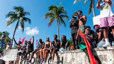 Protesters gather during a protest against police brutality in Miami, Florida. AFP