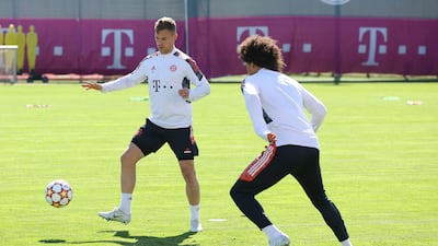 Joshua Kimmich of Bayern Munich at Saebener Strasse training ground for their Champions League match against Villarreal. Getty