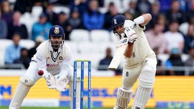 Joe Root bats during the second day of third Test against India in Leeds. AP
