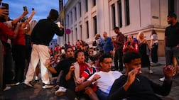 Norway fans perform the Viking Row on the streets of Oslo, with the celebration becoming one of the defining supporter rituals of the 2026 World Cup. EPA